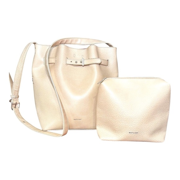 Matt & Nat Handbags - Matt and Nat Lexi Bucket Bag, With Extra Travel Bag/Pouch, Crossbody, Beige